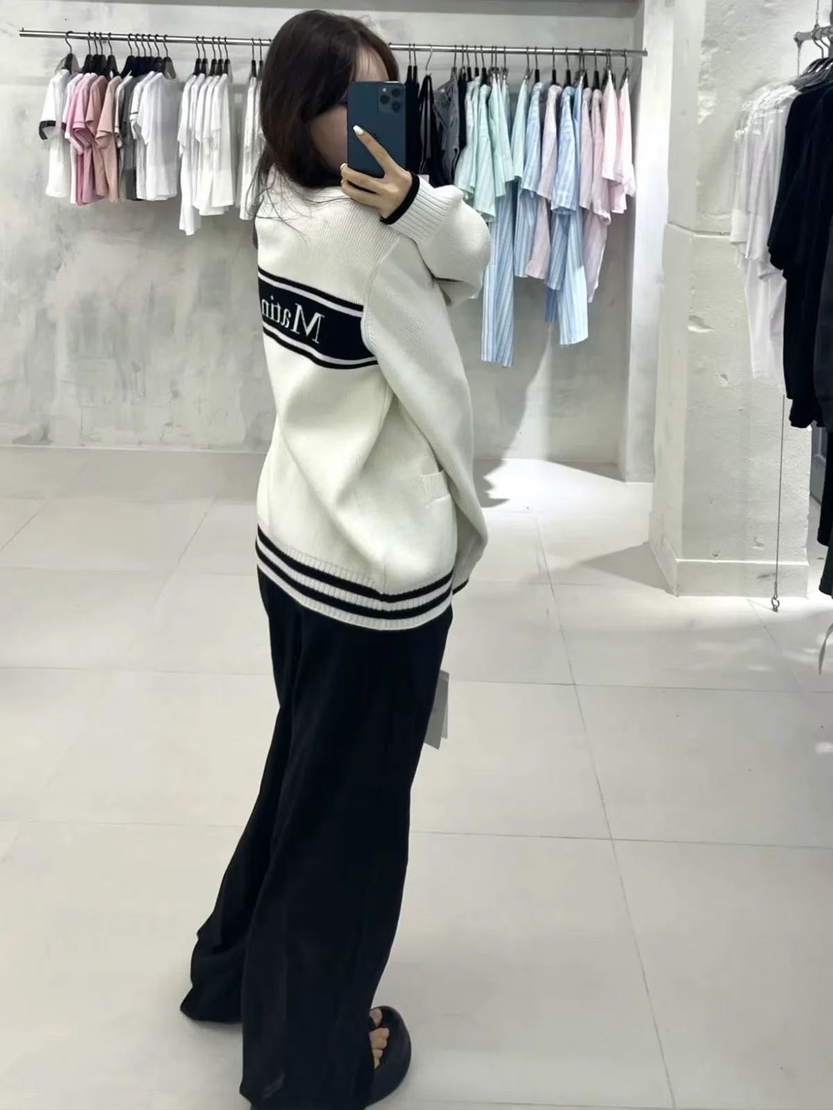 Korean sweater letter zipper long-sleeved sweater top coat
