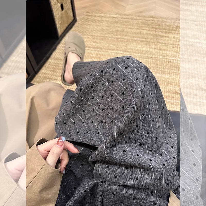Korean chic three-dimensional waist 2025 spring and summer new lazy and relaxed striped suit pants floor wide-leg pants trendy