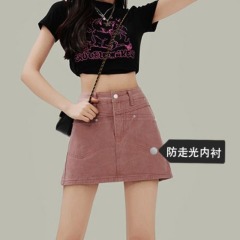 Korean casual ins high-waist denim skirt for women in spring and summer design anti-exposure hip-packing A-line half-body denim skirt