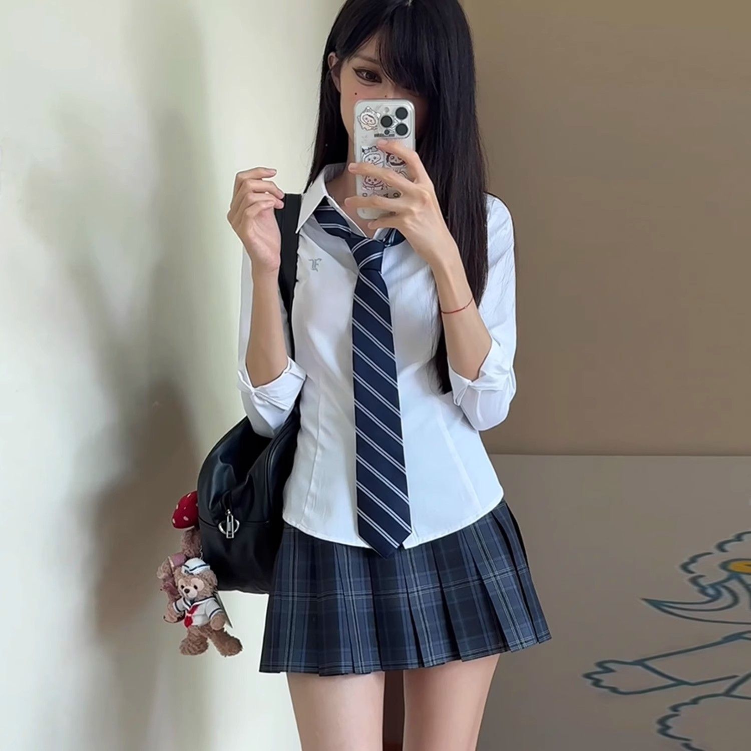 New JK original college shirt school for white waist-hugging long-sleeved jk uniform slim-fitting shirt top