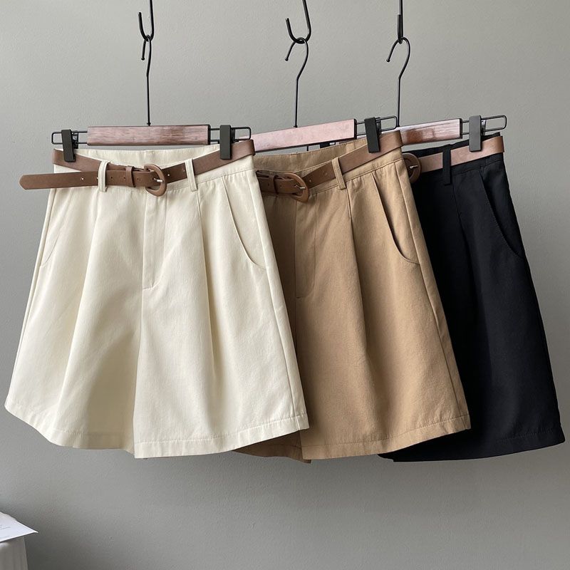 Suit shorts for women in summer Korean style high waist loose wide-leg pants small casual work pants mid-pants five-point pants