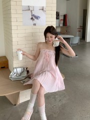 Real photos of holiday chiffon suspender vest women's gentle and sweet casual and pure girl tops in summer