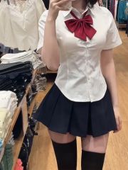 Hot girl jk shirt waist short sleeve jk uniform small Japanese original trouser summer white shirt women
