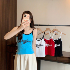 實拍帶胸墊80錦綸20氨綸夏季新款插色修身內搭吊帶背心女