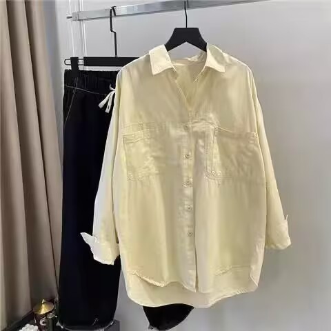 2025 spring new women's long-sleeved shirt design sense high-end French chic temperament loose top