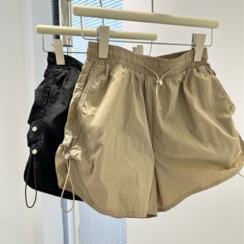 Official photo of elastic high waist wide-leg casual shorts for women in early spring and summer clothes versatile Korean loose sports beach hot pants