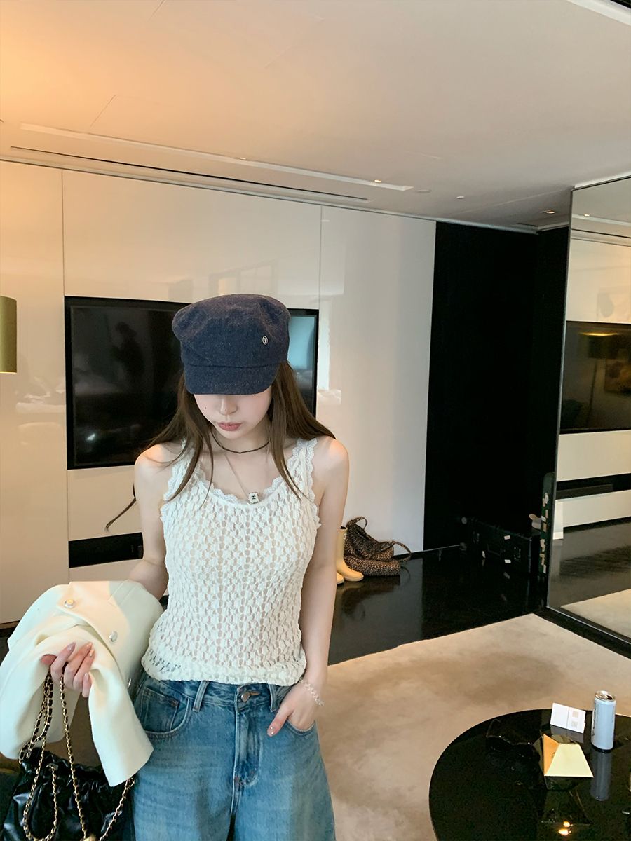 Korean chic sweetheart cute two-wear high-elastic hazy lace vest for women in summer sexy slim small suspender