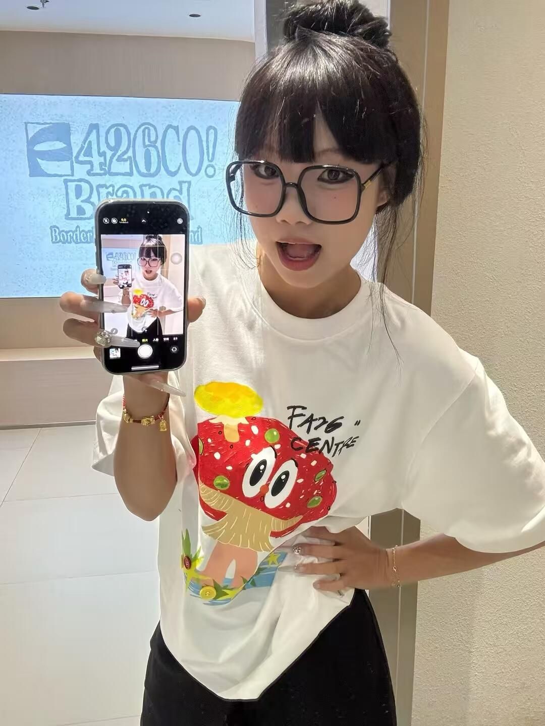 200克純棉短袖t恤女夏2025新款中長修身印花圓領上衣大碼女裝