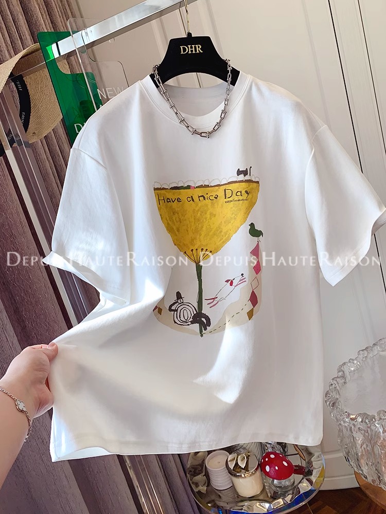 21 super cool cotton 210 grams extra large size 240 catties fashionable age-reducing short-sleeved T-shirt for women