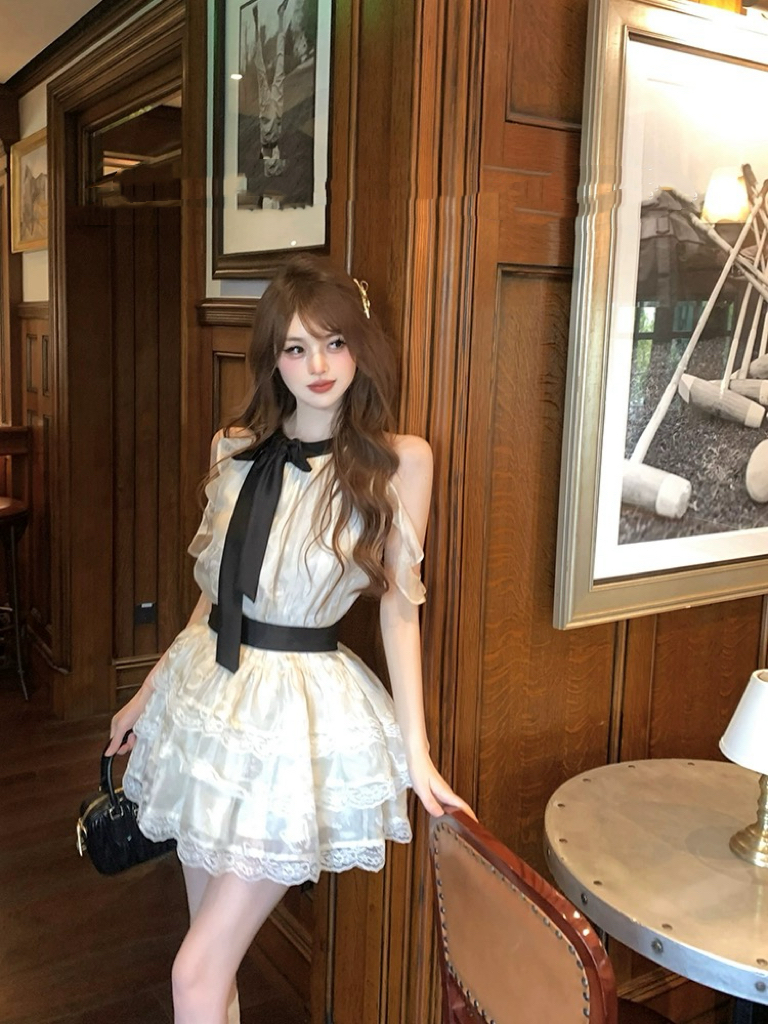 Swan Dream 12m large skirt hem retro feast dress sweet lace lace doll skirt