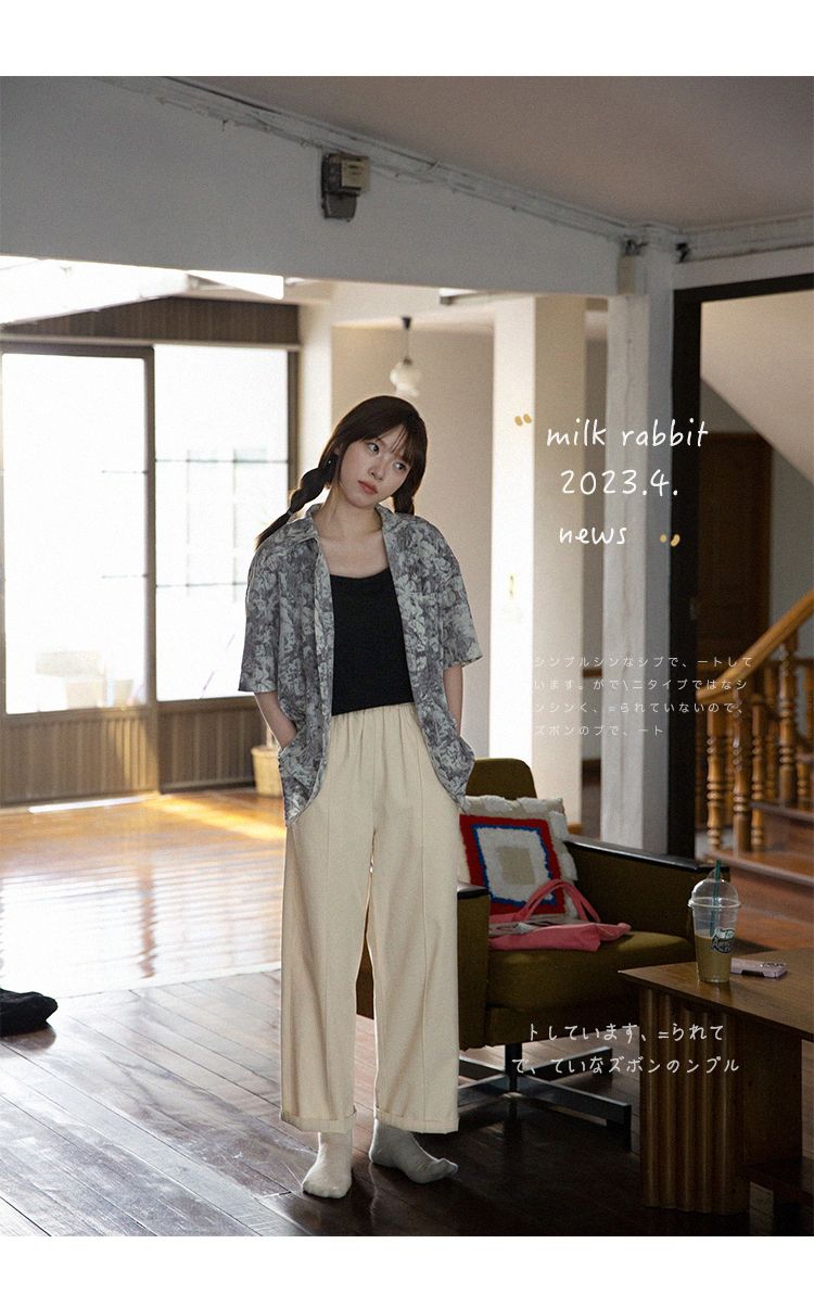 New ins coconut forest soda" ink shirt for women short-sleeved Japanese loose lazy printed shirt