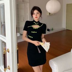 復古新款國風修身顯瘦旗袍連衣裙女2025夏季設計氣質名媛包臀裙子