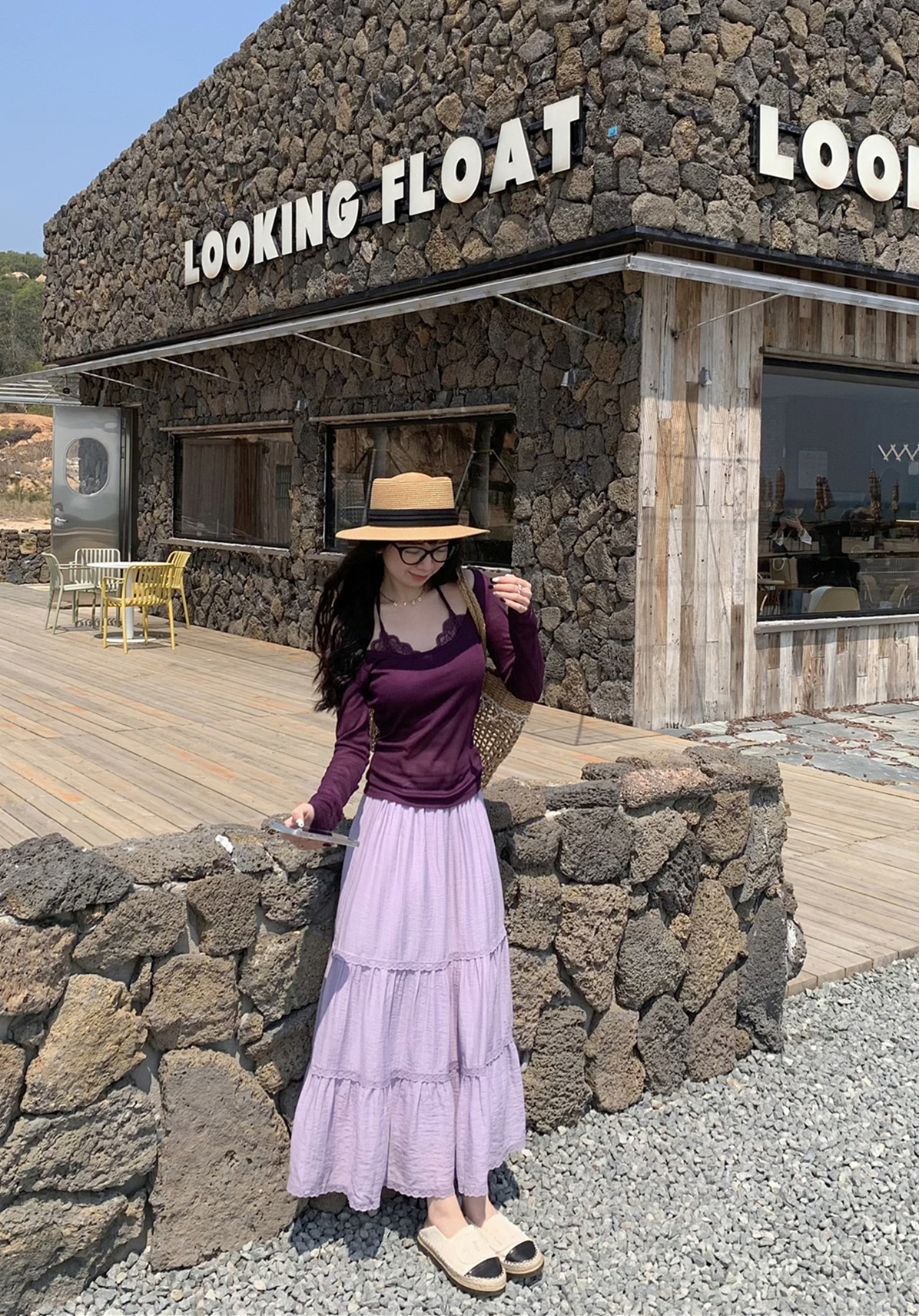 Real shot~ The old beauty fake two-piece lace long-sleeved sunscreen T-shirt texture lace spliced ​​skirt suit