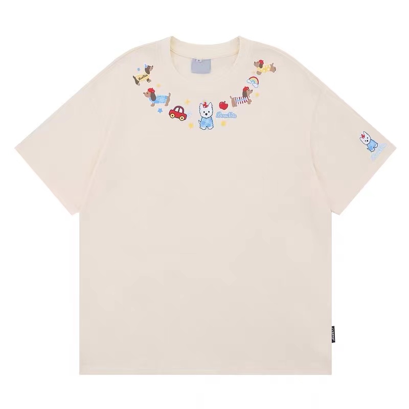 210g pure cotton summer short-sleeved printed casual versatile T-shirt for women
