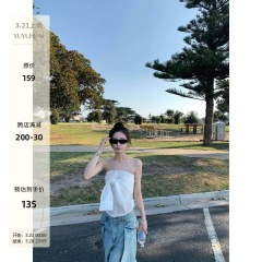 YUYUREAL romance in details design-sensual shirt for women in spring and summer slim one-shoulder strapless top