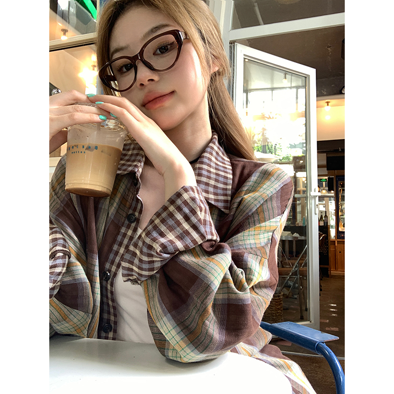 Official picture Original method 90 cotton three-standard 2025 early autumn retro versatile long-sleeved plaid shirt jacket