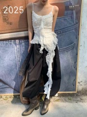 YWYW25S/S Spring Asymmetric Milk Silk Garment Pure Desire Niche Sleeveless Small Sling 3872