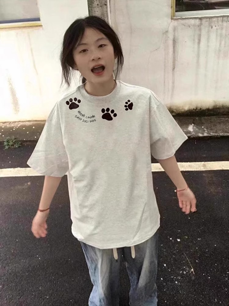 210g pure cotton cute pattern printed short-sleeved T-shirt