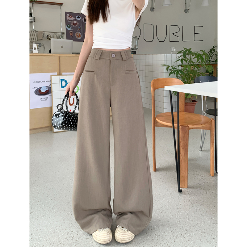Real shot!  2025 new wide-leg pants for women with high waist droop loose casual floor-moving personalized suit pants