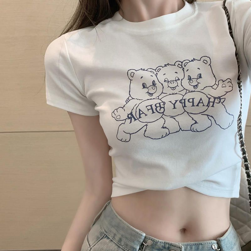 Pure cotton slim short T-shirt for women short sleeves