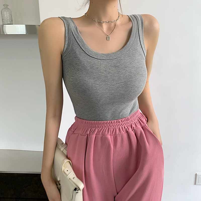 Real-price 2025 summer thread anti-exposure sleeveless inner layer base short suspender vest for women