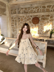 Real shot~ Heavy industry jacquard design suspender dress seaside vacation temperament skirt