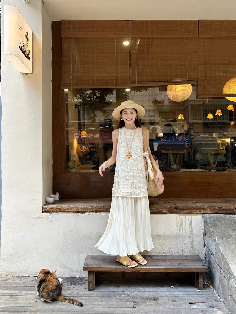 Korean atmosphere outfit gentle and vacation temperament long skirt famous lady super beautiful dress women summer