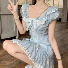 Princess's skirt, pure and savory style, unique and beautiful lace waist-hugging dress, small first love, pure and sweet skirt