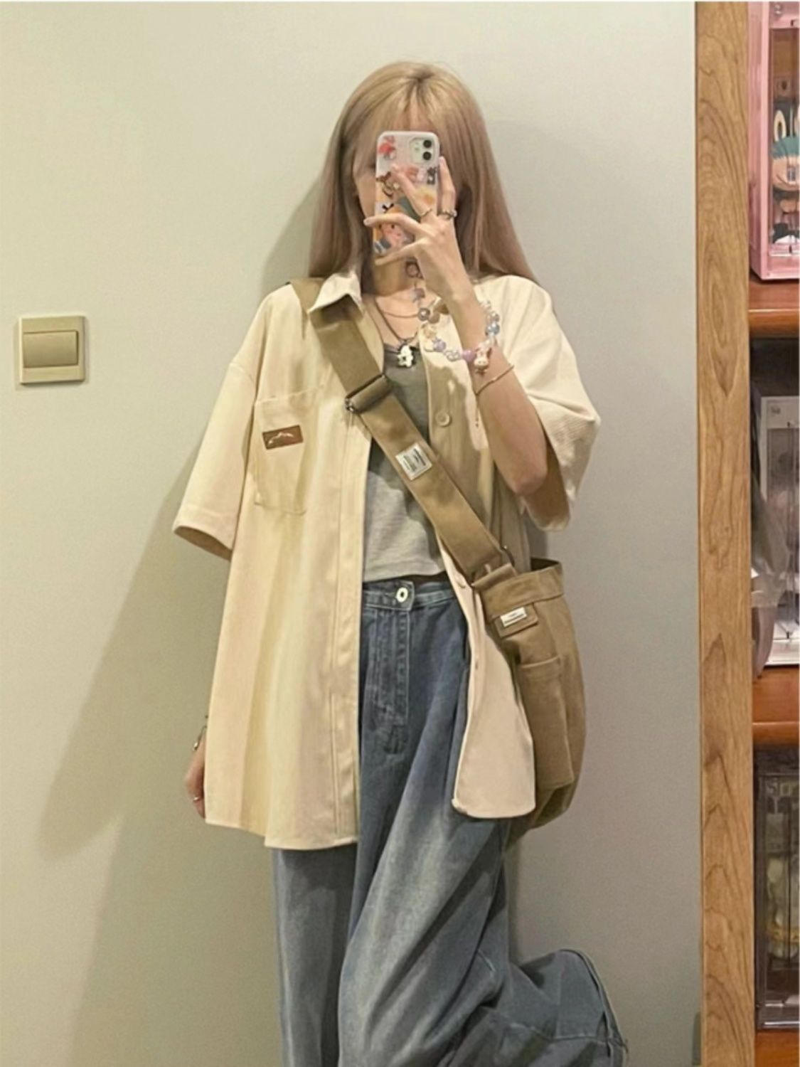 New summer Hong Kong style retro simple embroidered short-sleeved shirt for women street fashion brand loose versatile shirt