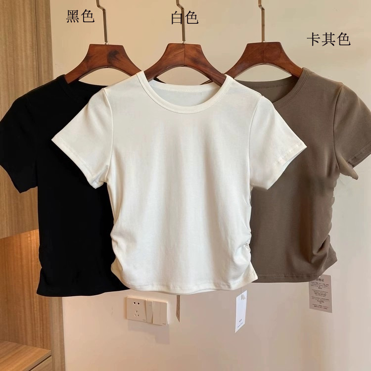 Official picture of front shoulder short-sleeved T-shirt for women's summer new design niche American European shirt hot girl top
