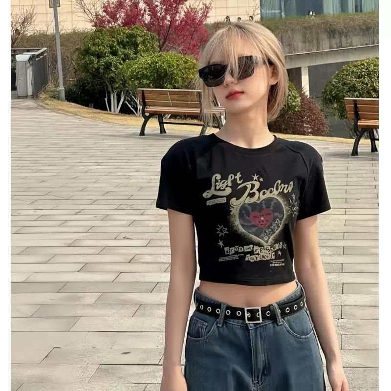 Pure cotton slim short T-shirt for women short sleeves