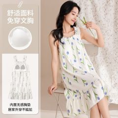 Summer cloud cotton with chest pad princess style sexy suspender nightgown ladies home clothes skirt