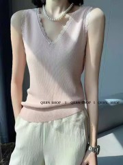 V-neck lace small lace design ice silk ice-seed sweater suspender vest vest inner slim summer women's clothing
