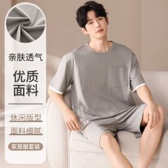 Summer Modal men's round neck short sleeve shorts pajamas men's suit casual home clothes