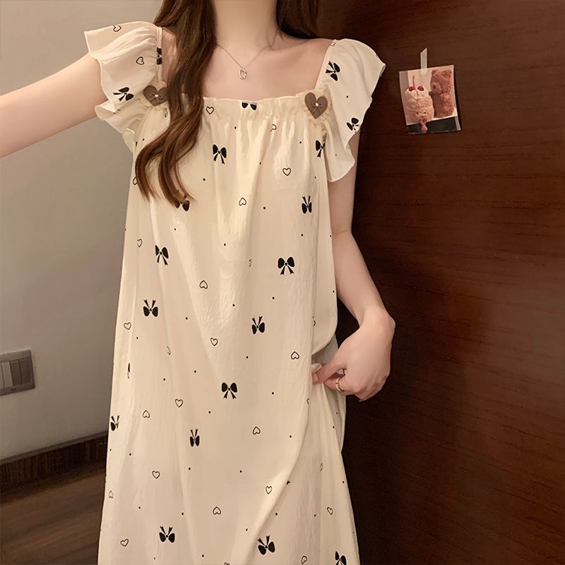 Summer cloud cotton with chest pad sexy suspender nightgown ladies home clothes princess style skirt