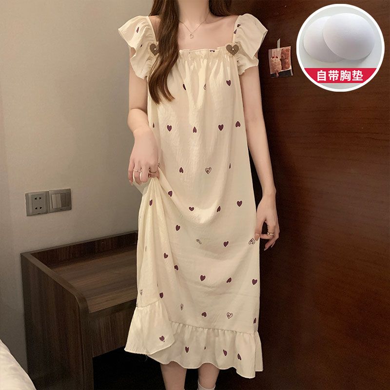 Summer cloud cotton with chest pad sexy suspender nightgown ladies home clothes princess style skirt