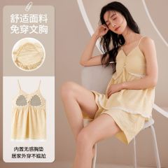 Summer cloud cotton with chest pad sexy suspender shorts pajamas women's suit home clothes