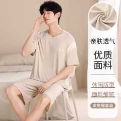 Summer Modal men's round neck short sleeve shorts pajamas men's suit casual home clothes