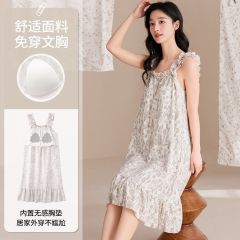 Summer cloud cotton with chest pad princess style sexy suspender nightgown ladies home clothes skirt