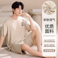 Summer Modal men's round neck short sleeve shorts pajamas men's suit casual home clothes