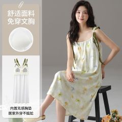 Summer pure cotton with chest pad sexy suspender nightgown ladies home clothes princess style nightgown