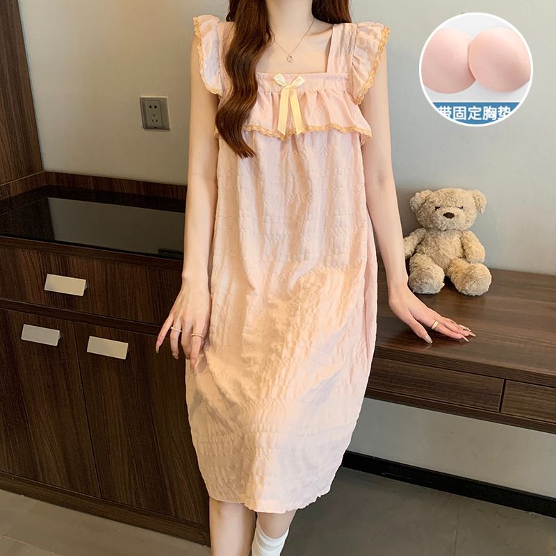 Summer modal lace lace with chest pad suspender kimono for women two-piece home clothes