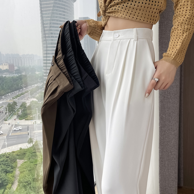 2025 spring and summer wide-leg pants women's high-waist suit pants versatile slim floor straight pants pear-shaped body pants
