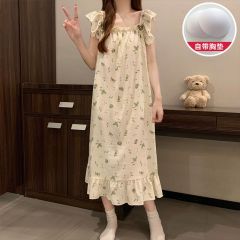 Summer cloud cotton with chest pad sexy suspender nightgown ladies home clothes princess style skirt