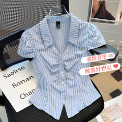 New pleated niche design shirt for women 2025 new temperament versatile hot girl top