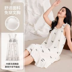 Summer cloud cotton with chest pad princess style sexy suspender nightgown ladies home clothes skirt