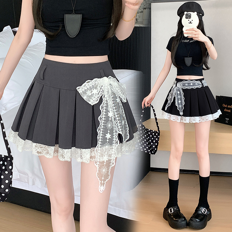 Real shot 2025 spring and summer new pleated skirt for women, small short skirt, high waist A-line suit skirt pants