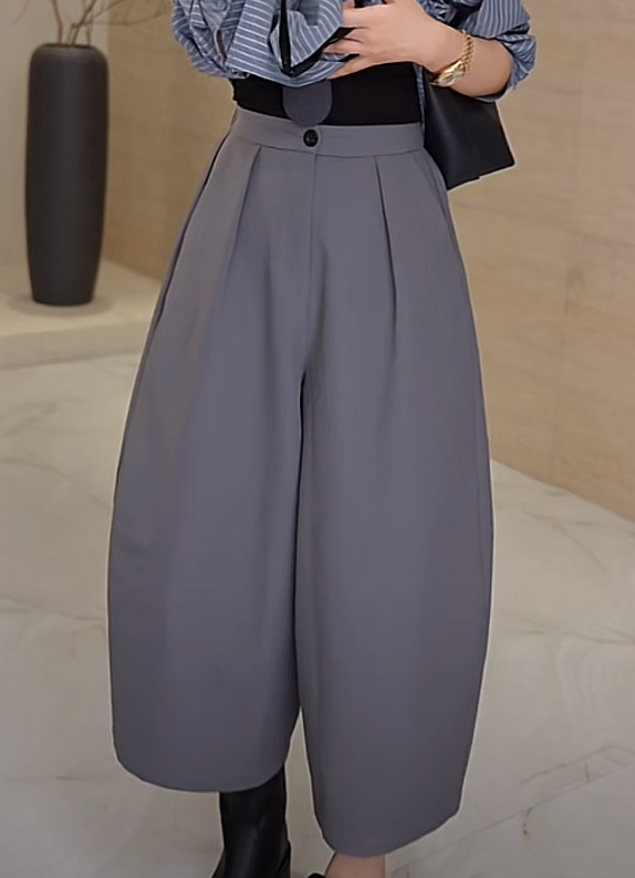 One more "Grandma's Trousers" 2024 early autumn high waist half-sleeved wide-leg fashionable loose eight-point casual trousers