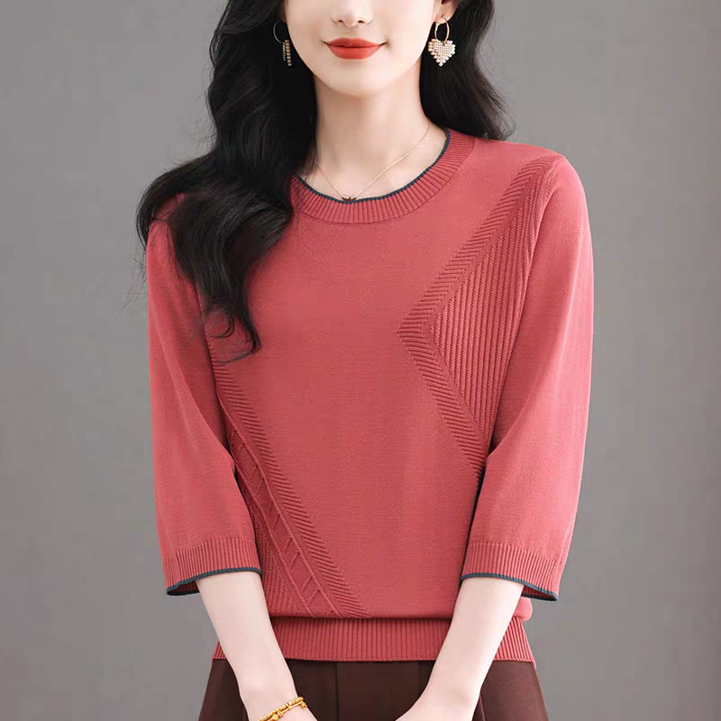 Women's Loose Fit Summer T-Shirt 2025 New Model Modal Mid-Sleeve Seven-Sixth Sleeve Mother Summer Dress High-End Top