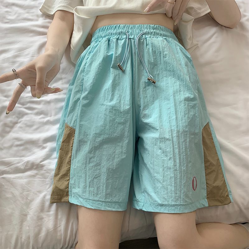 實拍 速干ins彩色多巴胺沙灘短褲夏季寬鬆運動休閒褲薄款